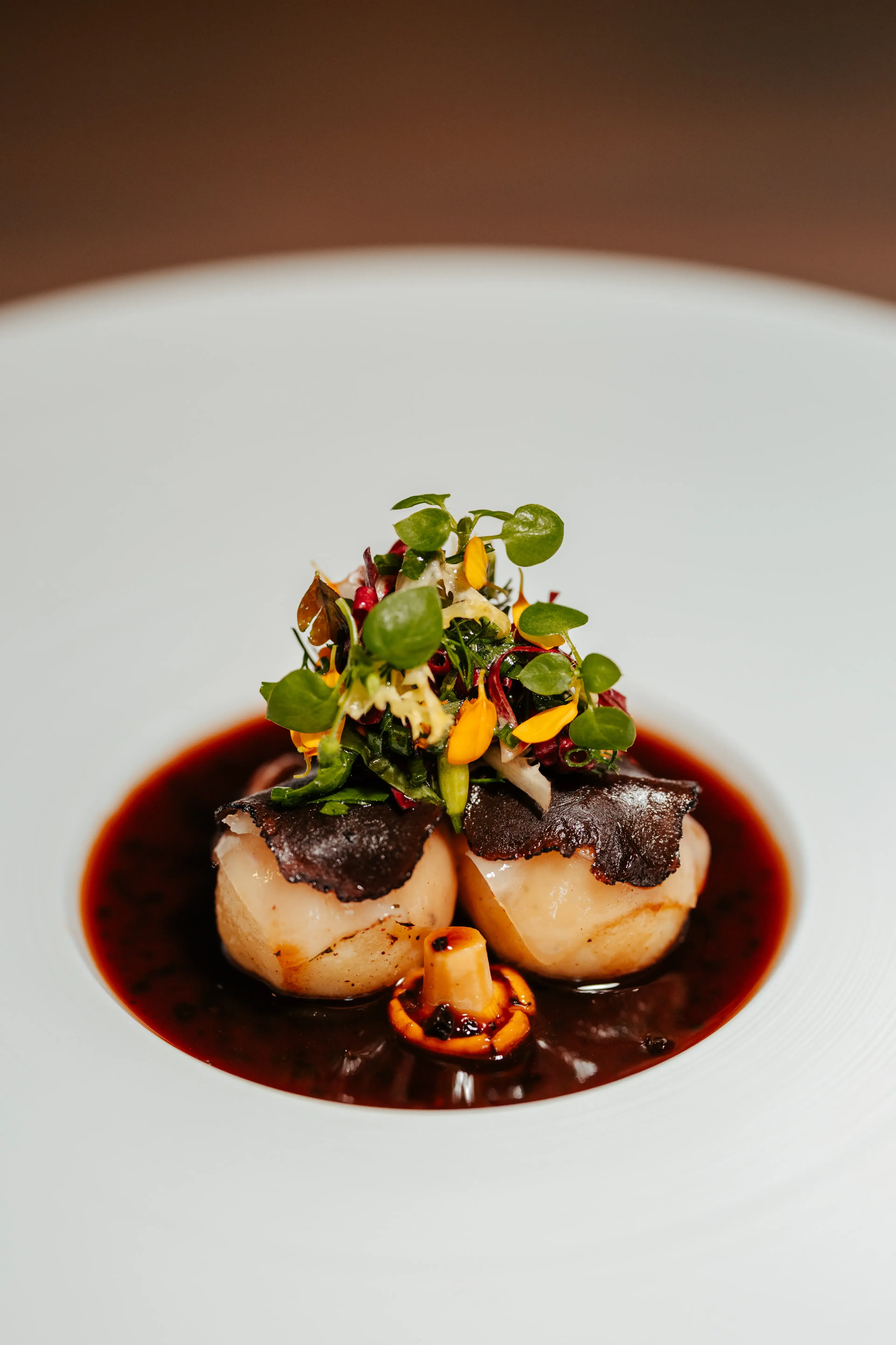 Exklusives Gericht mit gehobeltem schwarzen Trüffel